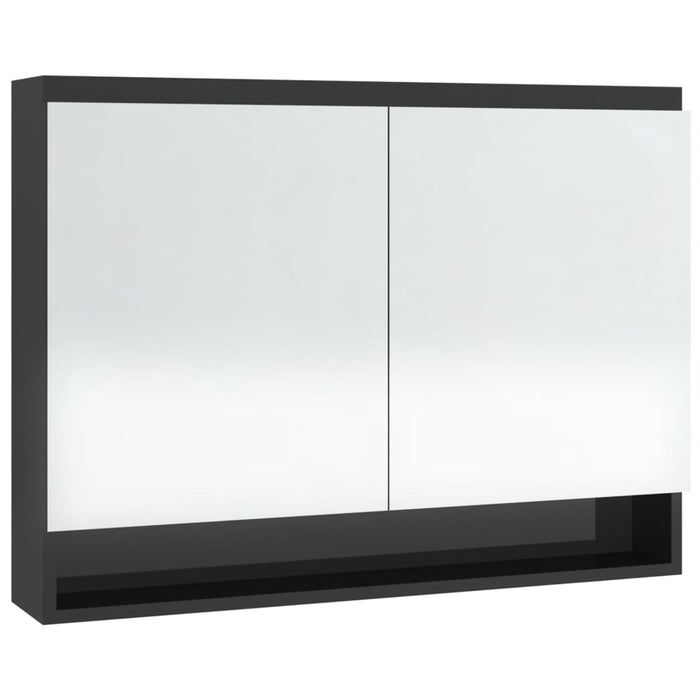 Armadietto Bagno con Specchio 80x15x60 cm in MDF Nero Lucido 331531