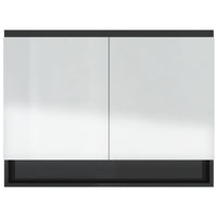 Armadietto Bagno con Specchio 80x15x60 cm in MDF Nero Lucido 331531