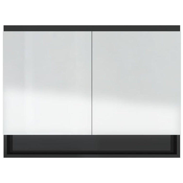 Armadietto Bagno con Specchio 80x15x60 cm in MDF Nero Lucido 331531