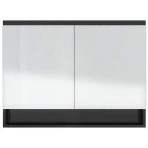 Armadietto Bagno con Specchio-Mobile bagno con specchio 80x15x60 cm in MDF Nero Lucido