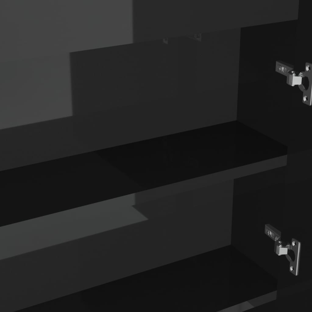 Armadietto Bagno con Specchio-Mobile bagno con specchio 80x15x60 cm in MDF Nero Lucido