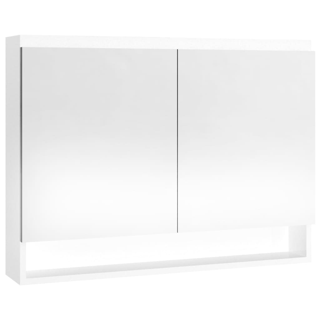 Armadietto Bagno con Specchio 80x15x60 cm in MDF Bianco Lucido 331532