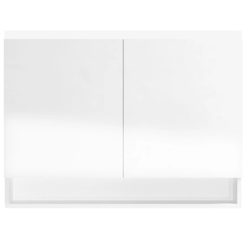Armadietto Bagno con Specchio 80x15x60 cm in MDF Bianco Lucido 331532