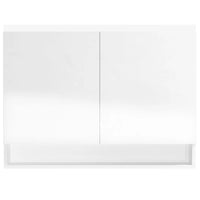 Armadietto Bagno con Specchio 80x15x60 cm in MDF Bianco Lucido 331532