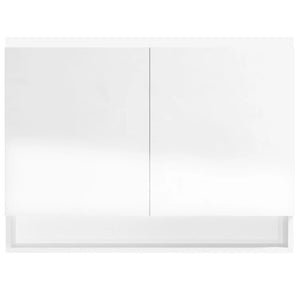 Armadietto Bagno con Specchio 80x15x60 cm in MDF Bianco Lucido 331532