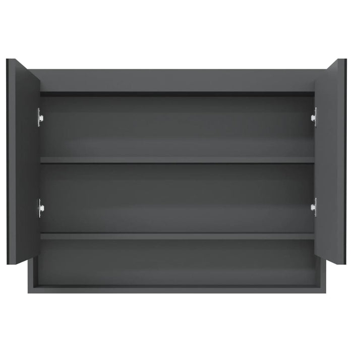 Armadietto Bagno con Specchio-Mobile bagno con specchio 80x15x60 cm in MDF Grigio