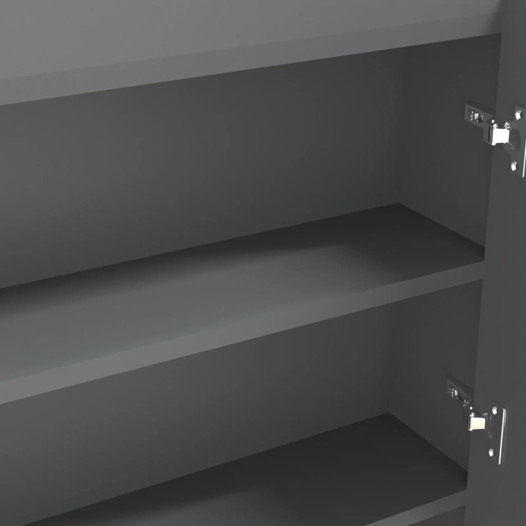 Armadietto Bagno con Specchio 80x15x60 cm in MDF Grigio 331534