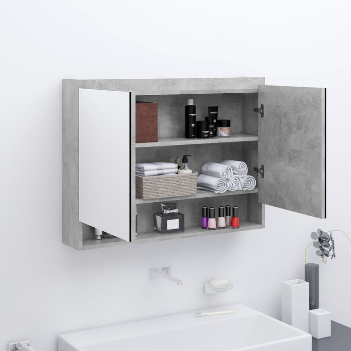 Armadietto Bagno con Specchio-Mobile bagno con specchio 80x15x60 cm in MDF Grigio Cemento