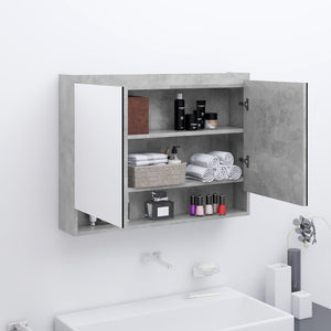 Armadietto a Specchio per Bagno 80x15x60 cm MDF Grigio Cemento cod mxl 77588