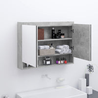 Armadietto Bagno con Specchio 80x15x60 cm in MDF Grigio Cemento 331535