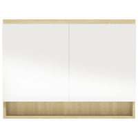 Mobile specchio da bagno 80 x 15 x 60 cm MDF bianco e rovere 02_0006716