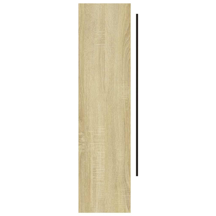 Armadietto Bagno con Specchio-Mobiletto a specchio 80x15x60cm in MDF Bianco e Rovere