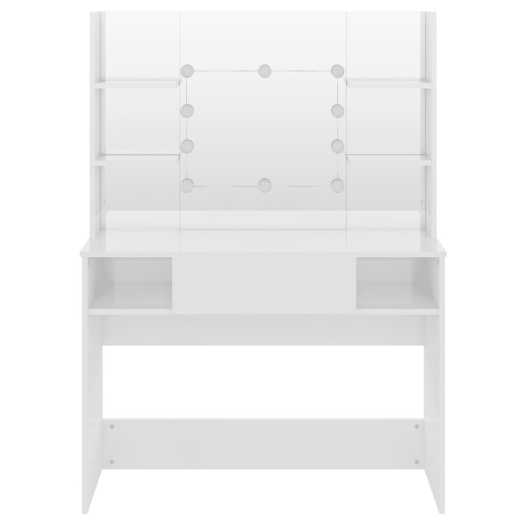 Toeletta con Luci LED 100x40x135 cm in MDF Bianco Lucido cod mxl 60059