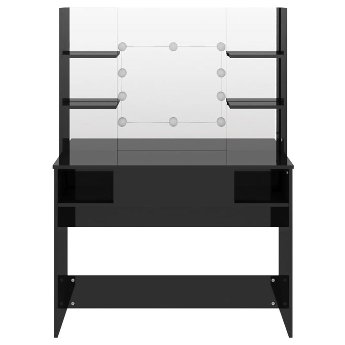 Toeletta con Luci LED 100x40x135 cm in MDF Nero Lucido 331541