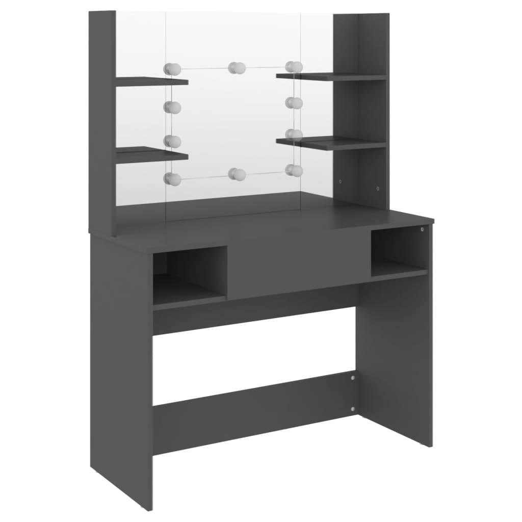 Toeletta tavolo da trucco mobile di design mobile per camera da letto con illuminazione a LED 100 x 40 x 135 cm MDF grigio 02_0006339