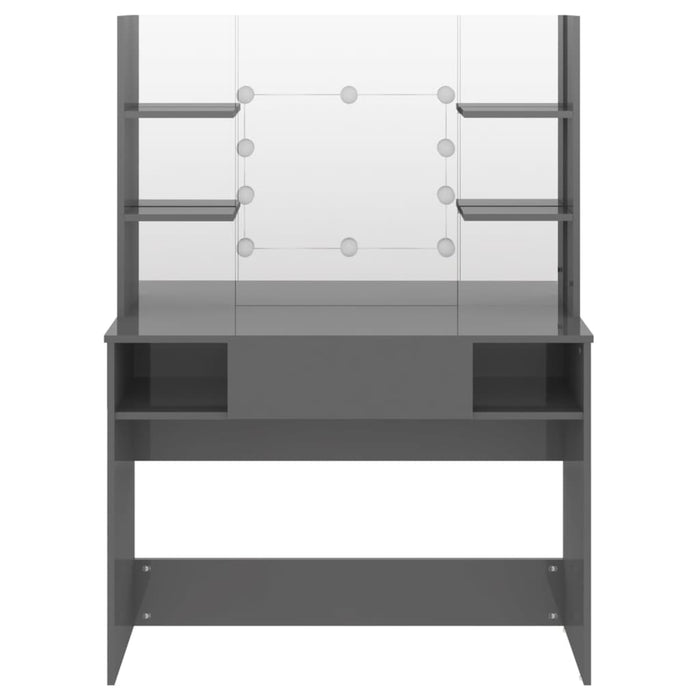 Toeletta con Luci LED 100x40x135 cm in MDF Grigio Lucido 331543