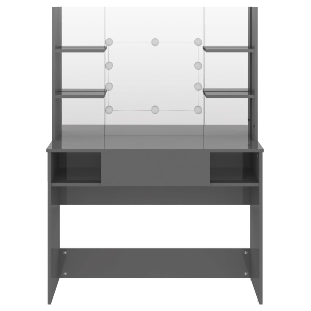 Tavolo trucco con illuminazione LED 100 x 40 x 135 cm MDF grigio lucido 02_0006253