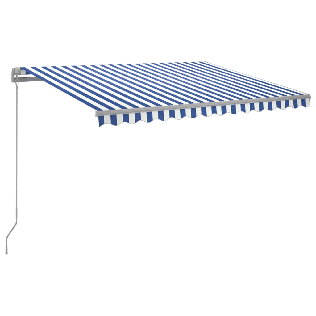 Tenda da Sole Retrattile Manuale con LED 300x250cm Blu e Bianco 3068861