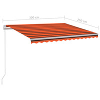 Tenda da Sole Manuale con LED 300x250cm Arancione e Marrone 3068865