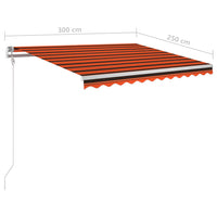 vidaXL Tenda Automatica Sensore Vento LED 300x250 cm Arancione/Marrone