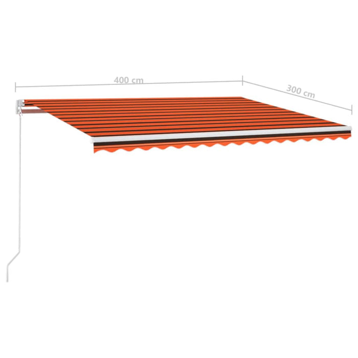 Tenda da Sole Retrattile Manuale LED 400x300 cm Arancio Marrone 3068905