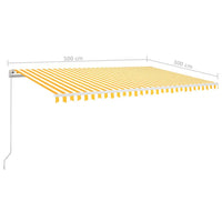 Tenda da Sole Retrattile Manuale 500x300cm Giallo e Bianco 3068938
