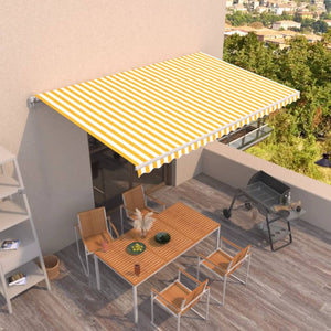 Tenda da Sole Retrattile Manuale 500x300cm Giallo e Bianco 3068938