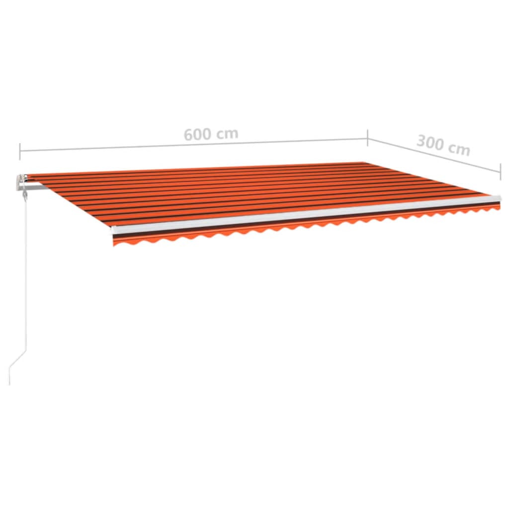 Tenda Automatica Sensore Vento e LED 600x300 cm Arancio Marrone 3068975