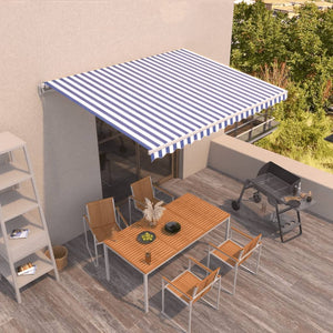 Tenda da Sole Retrattile Manuale 400x350 cm Blu e Bianca 3068976