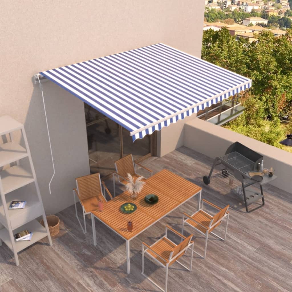 Tenda da Sole Retrattile Automatica 400x350 cm Blu e Bianca 3068986