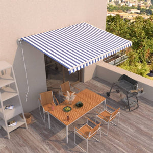 Tenda da Sole Retrattile Automatica 400x350 cm Blu e Bianca 3068986