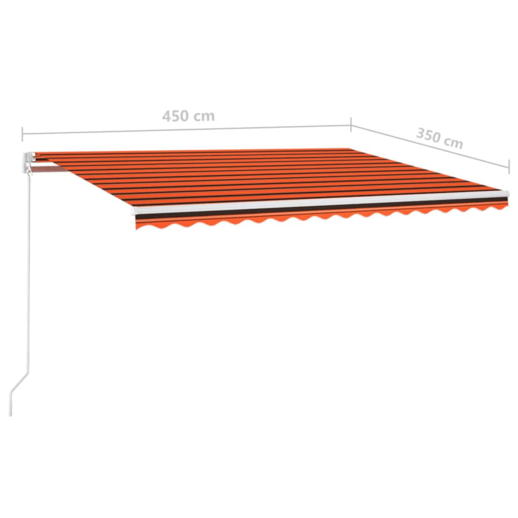 Tenda da Sole Retrattile Manuale 450x350 cm Arancione e Marrone 3069000