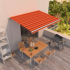 Tenda da Sole Retrattile Manuale 450x350 cm Arancione e Marrone 3069000