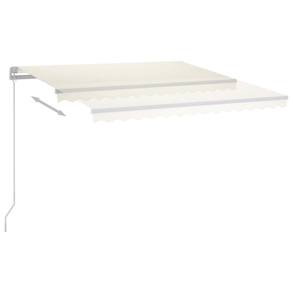 Tenda da Sole Retrattile Manuale LED 450x350 cm Crema 3069002