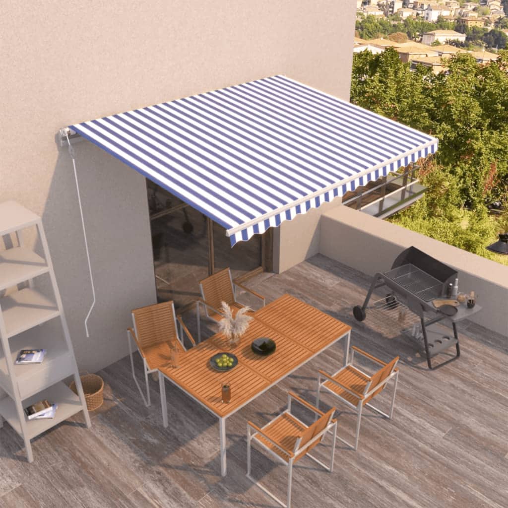 Tenda da Sole Retrattile Automatica 450x350 cm Blu e Bianca 3069006
