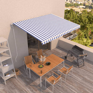 Tenda da Sole Retrattile Automatica 450x350 cm Blu e Bianca 3069006
