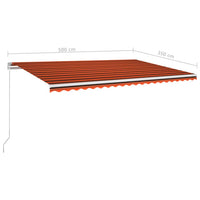 Tenda da Sole Retrattile Manuale 500x350 cm Arancione e Marrone cod mxl 68324