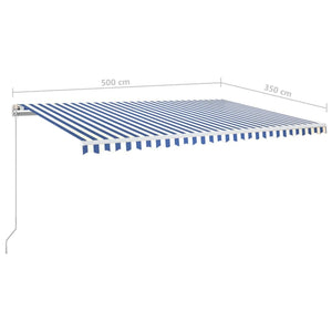 Tenda da Sole Retrattile Manuale LED 500x350 cm Blu e Bianca 3069021