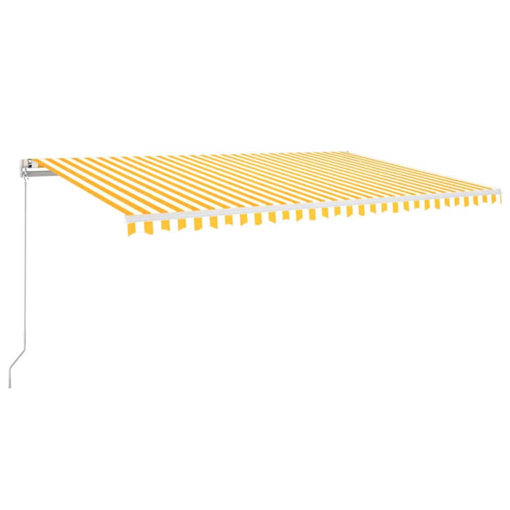Tenda da Sole Retrattile Manuale LED 350x250 cm Gialla e Bianca 3069023