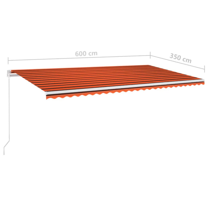 Tenda da Sole Retrattile Manuale 600x350 cm Arancione e Marrone 3069040