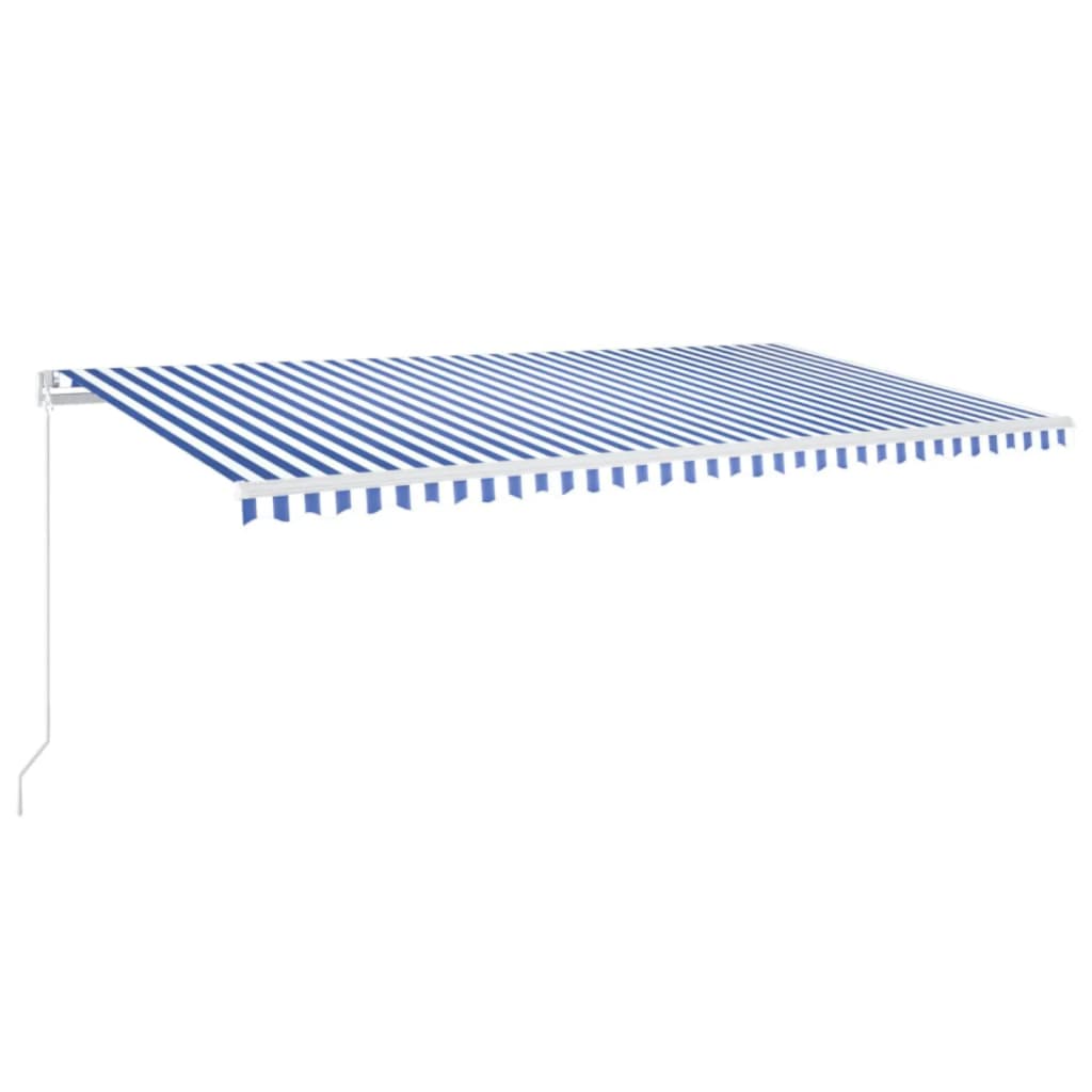 Tenda da Sole Retrattile Manuale con LED 600x350 cm Blu Bianco 3069041