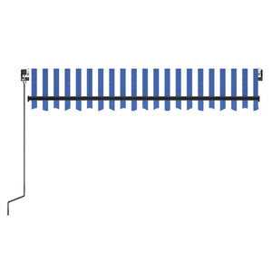 Tenda da Sole Retrattile Manuale con LED 350x250cm Blu e Bianca 3069081