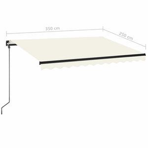 Tenda da Sole Retrattile Manuale con LED 350x250 cm Crema 3069082