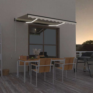 Tenda da Sole Retrattile Manuale con LED 350x250 cm Crema 3069082