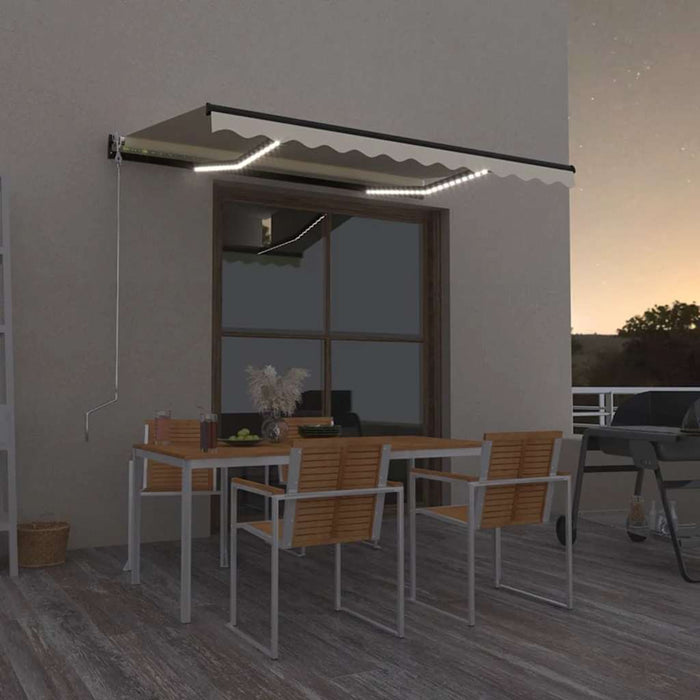 Tenda da Sole Retrattile Manuale con LED 350x250 cm Crema 3069082