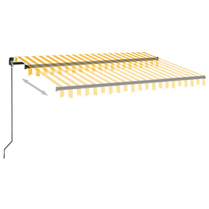 Tenda da Sole Retrattile Manuale LED 350x250 cm Gialla e Bianca cod mxl 39870
