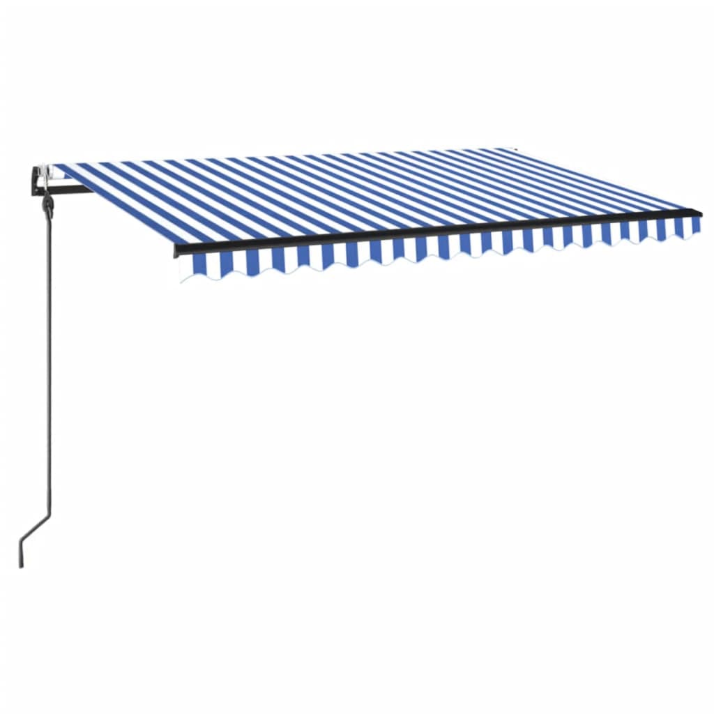 Tenda Automatica con Sensore Vento e LED 400x300 cm Blu Bianca 3069111