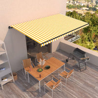 Tenda da Sole Retrattile Manuale 500x300cm Giallo e Bianco 3069138