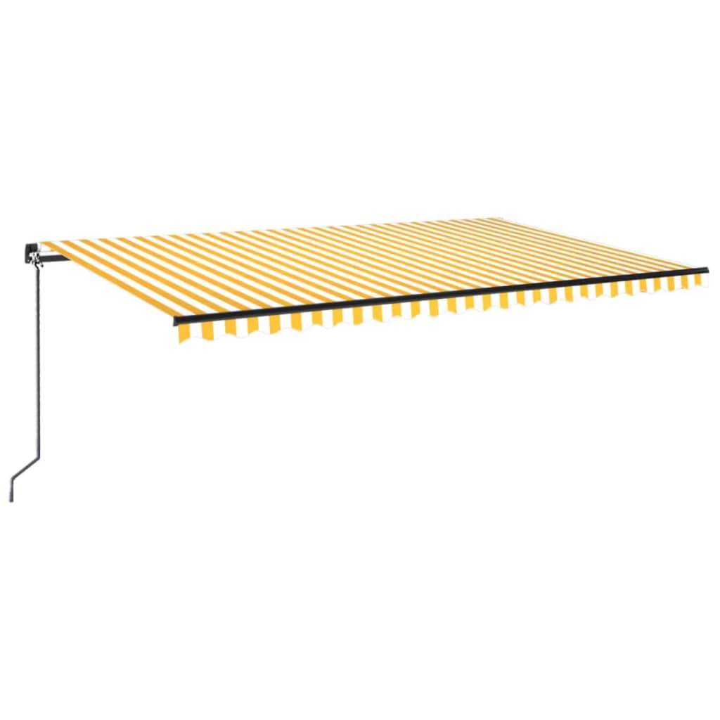Tenda da Sole Manuale con LED 500x300cm Giallo e Bianco 3069143