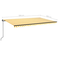 Tenda da Sole Manuale con LED 500x300cm Giallo e Bianco 3069143